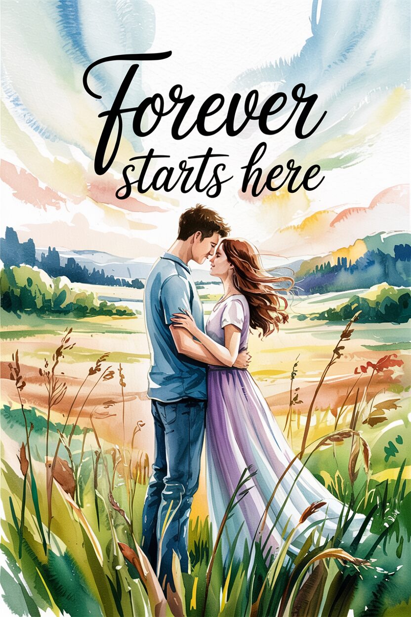 couple in love embracing each other on a field